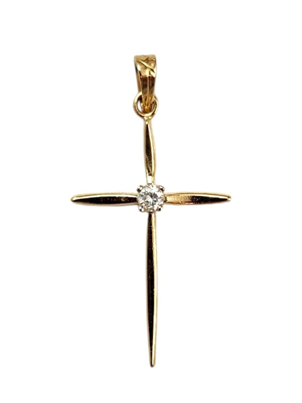 14K Yellow Gold Diamond Cross Pendant #24371